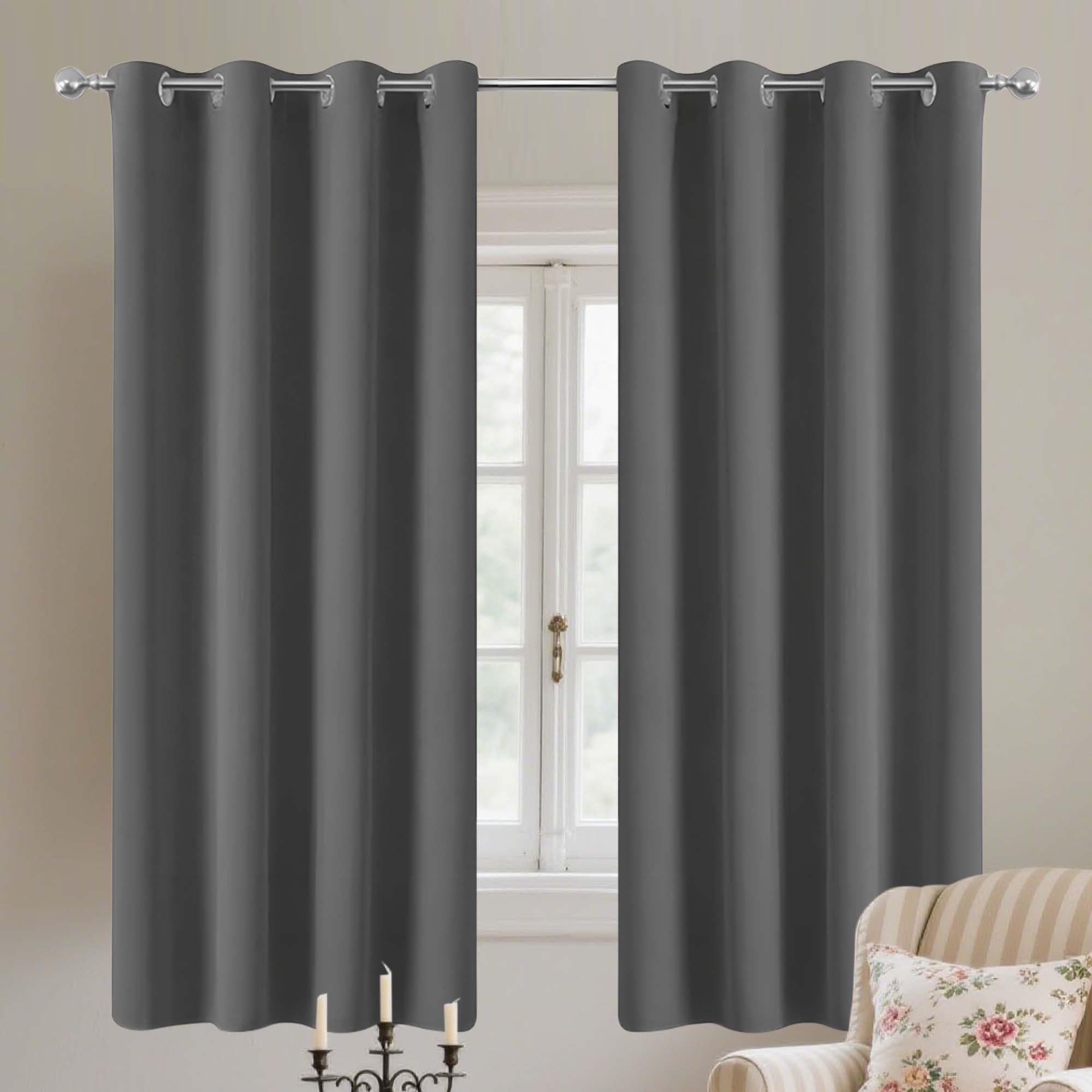 JIAFANG Blackout Curtains, Thermal Insulated Curtains 140 x 110 cm Drop Thermal Insulated Super Soft for Winter Summer for Bedroom Living Room, Dark Grey