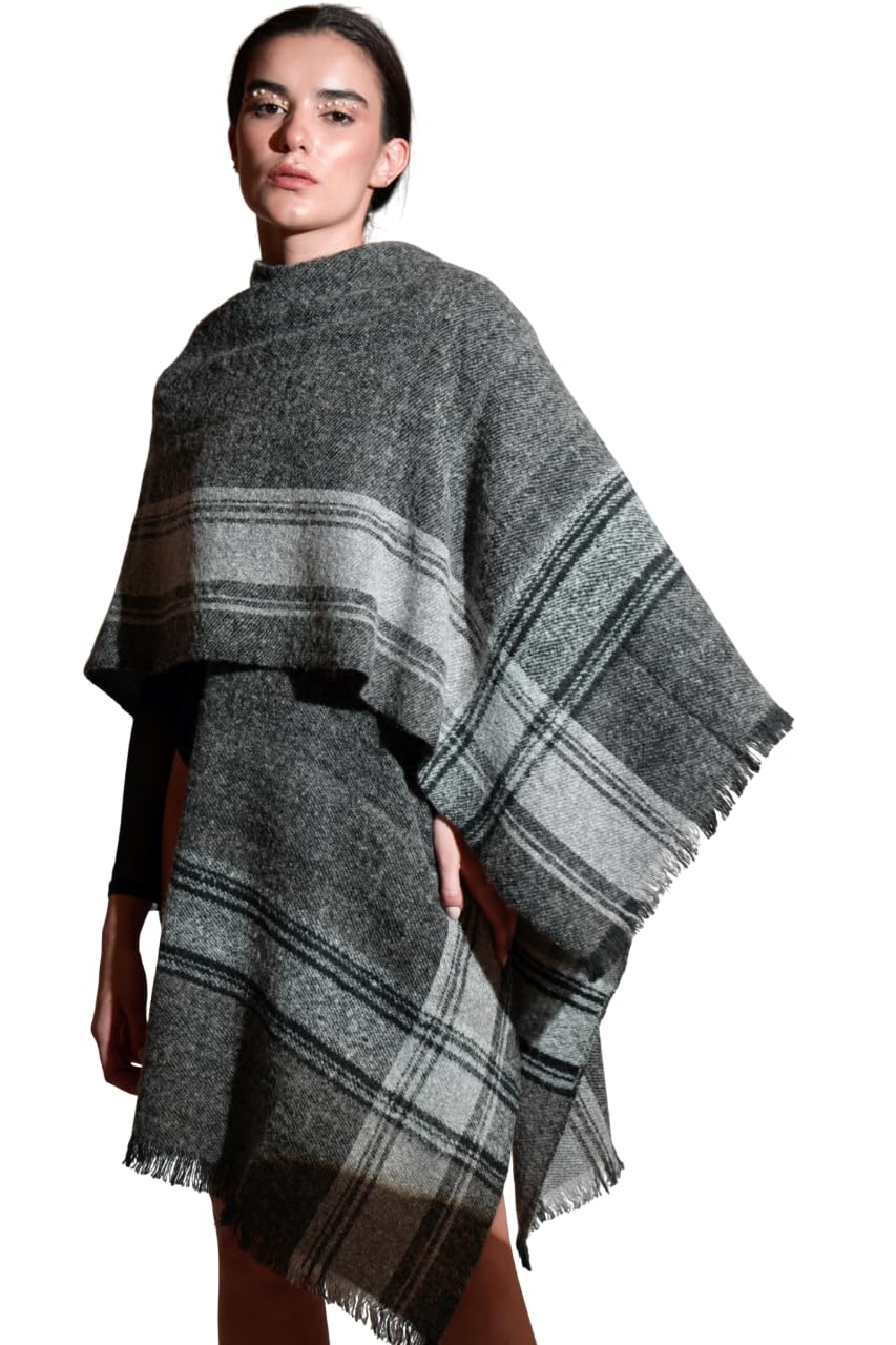 Women’s Stylish Woolen Cape | Open Front Shawl Inspired Outer Layer | Soft Textured Fabric with Border | Indo-Western Draped Fashion Layer | Lightweight Winter Outerwear-image-30