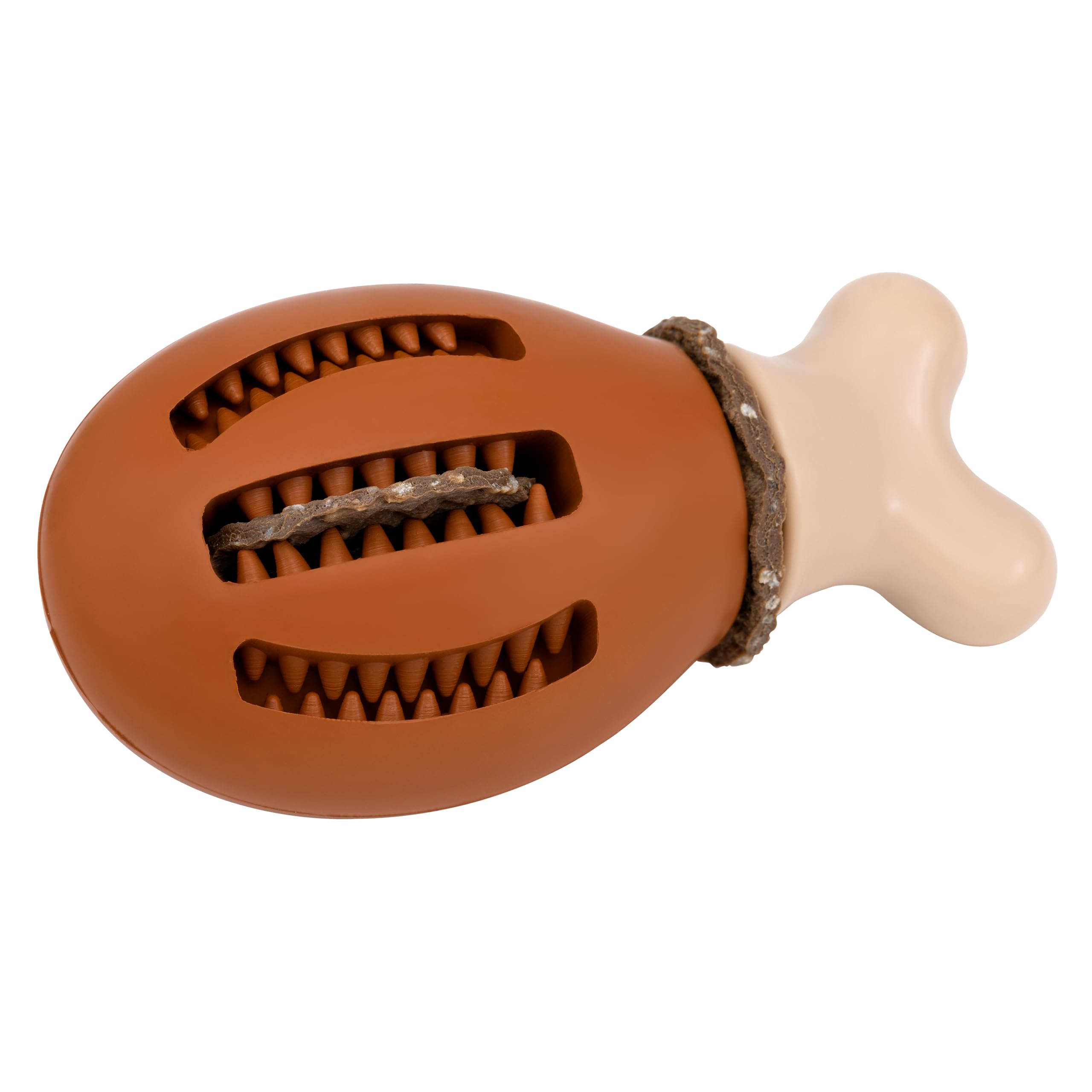 PetSafe Busy Buddy Chompin' Chicken Dog Toy - Reduces Boredom - Natural Rawhide Treat Rings - BPA Free Rubber - Dishwasher Safe - Chicken Scented Chew