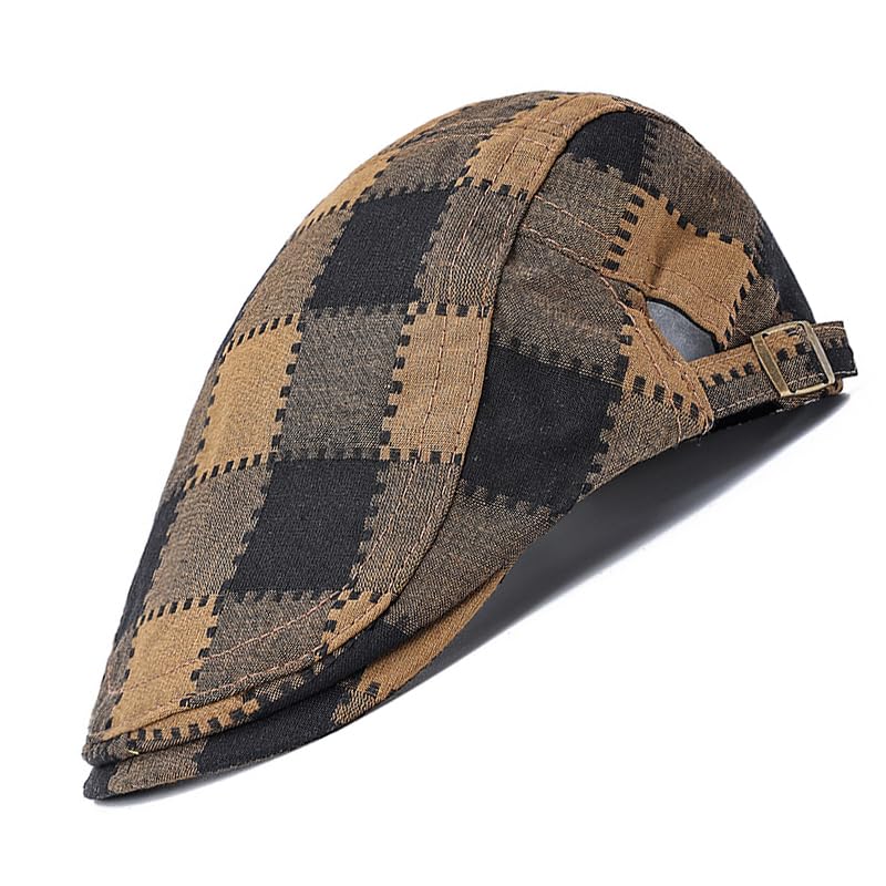 Zcargel Beret Cap Unisex Flat Adjustable Sport Newsboy Duckbill Flat Cap Hat for Men Women Spring/Summer/Autumn/Winter Khaki