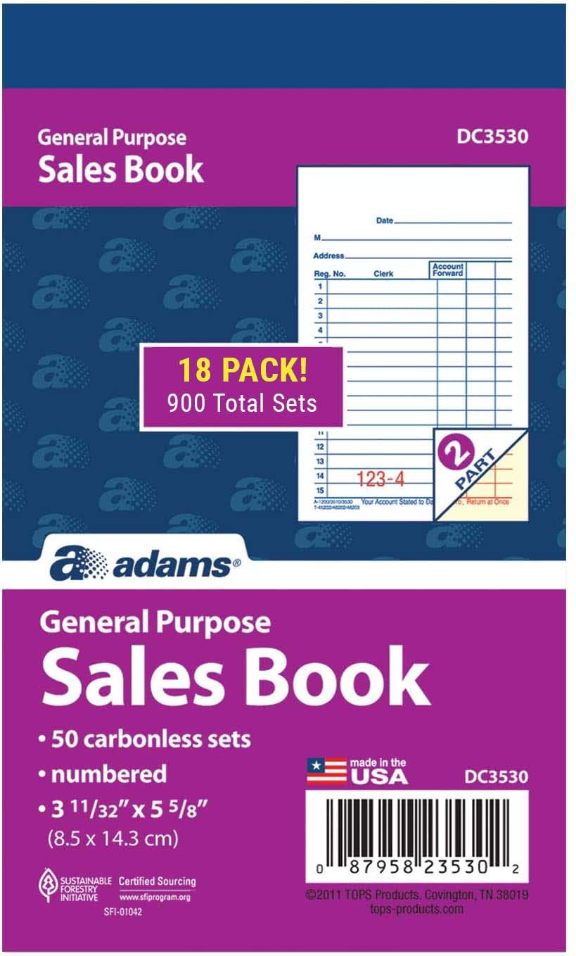 Adams General Purpose Sales Books, DC3530, Case of 18