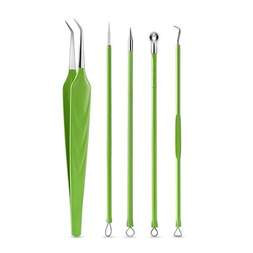 FVION Kit de extractor de espinillas y acné, kit de herramientas profesional para reventar espinillas, pinzas para el acné y herramientas para