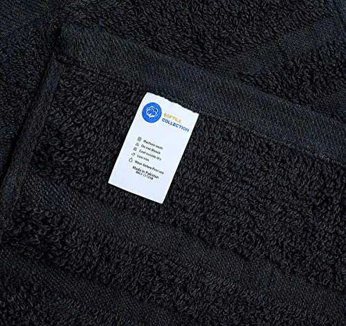 Softile Collection Salon Towel Pack Of 24 (16 X 26 Inches) 100% Ring Spun Cotton Ultra Soft & Highly Absorbent Salon Towel Hotel & Spa Quality Hand Towels For Gym Salon Spa & Home Care (Black) #TOP2