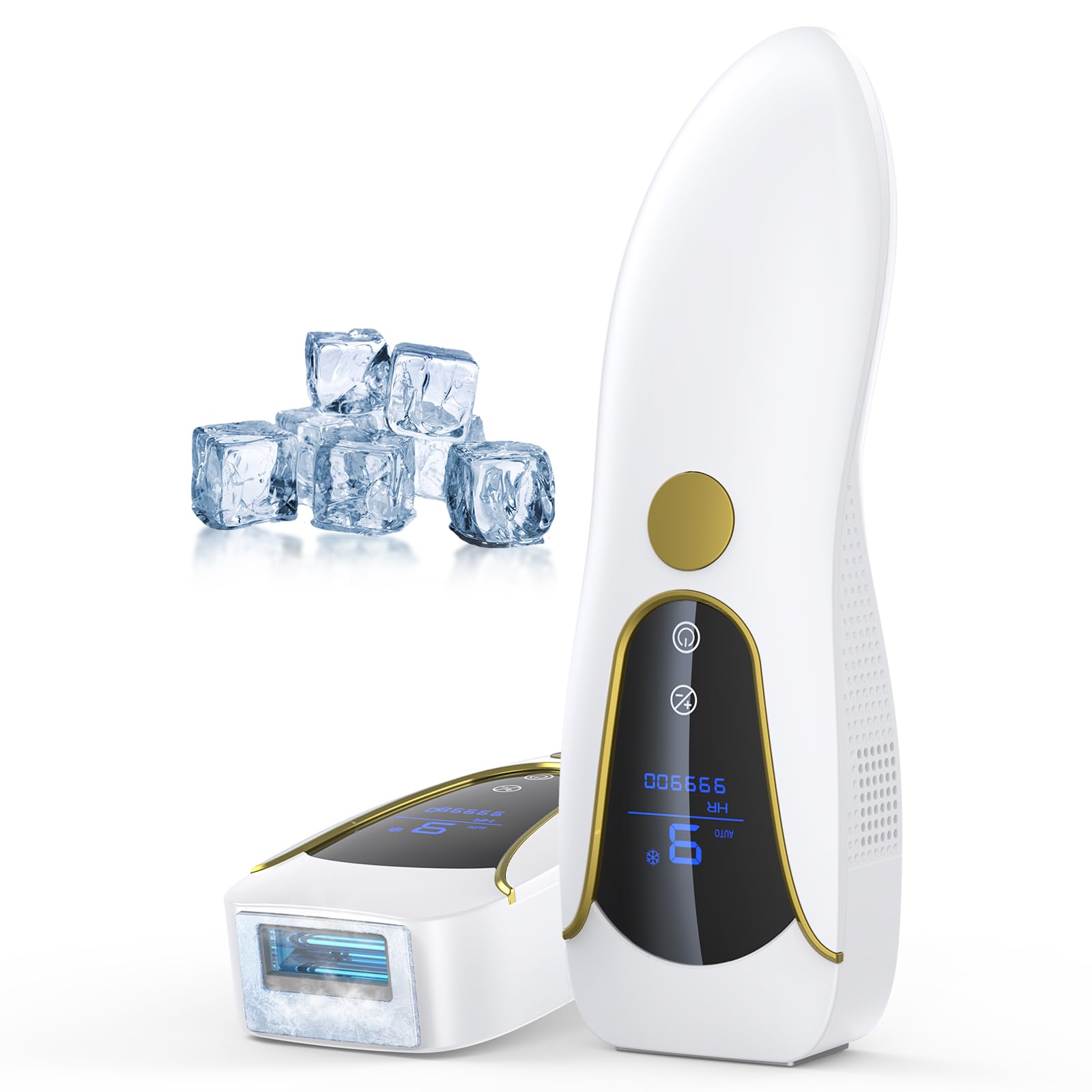 IPL Geräte Haarentfernung Laser, Schmerzfreie Haarentfernungsgerät mit Eiskühlsystem, 3 Funktionen, 9 Stufen, 600NM Rotlicht, Haarentferner zu Hause für Frauen Männer Achseln Bikini Beine Körper, Weiß