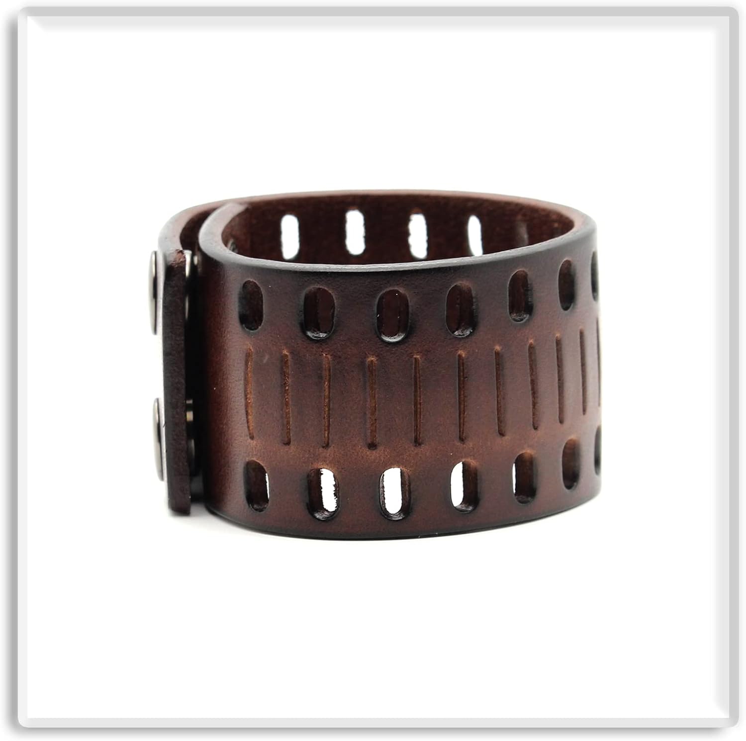 Xusamss Punk Jewelry Wristband Hollow Wide Leather Arm Cuff Bracelet - Image 5
