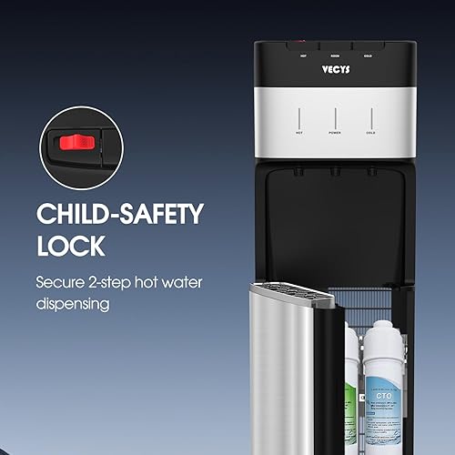Miniatura 5 de VECYS Enfriador de agua sin botella con filtración de 4 etapas, opciones de agua caliente, fría y habitación, sistema de autolimpieza para el hogar