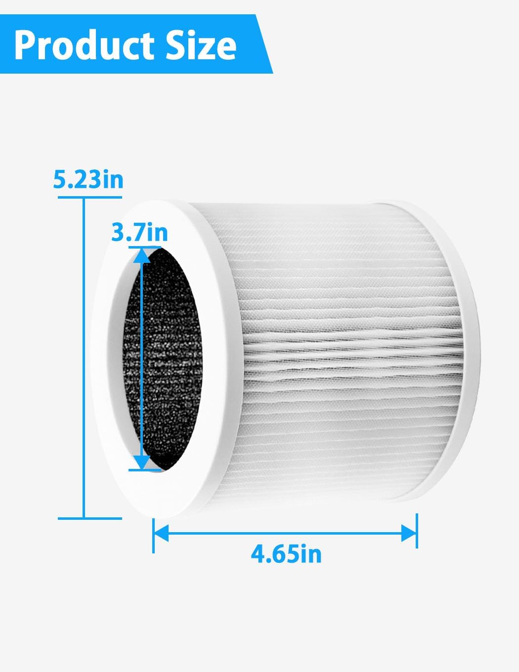 BBT BAMBOOST A1 Replacement Filter Compatible with VEWIOR A1, AMEIFU AP01W, KOIOS HQKJ-50 Air Purifiers, 3-in-1 True HEPA and High-Efficiency Activated Carbon Filter, 2 Pack