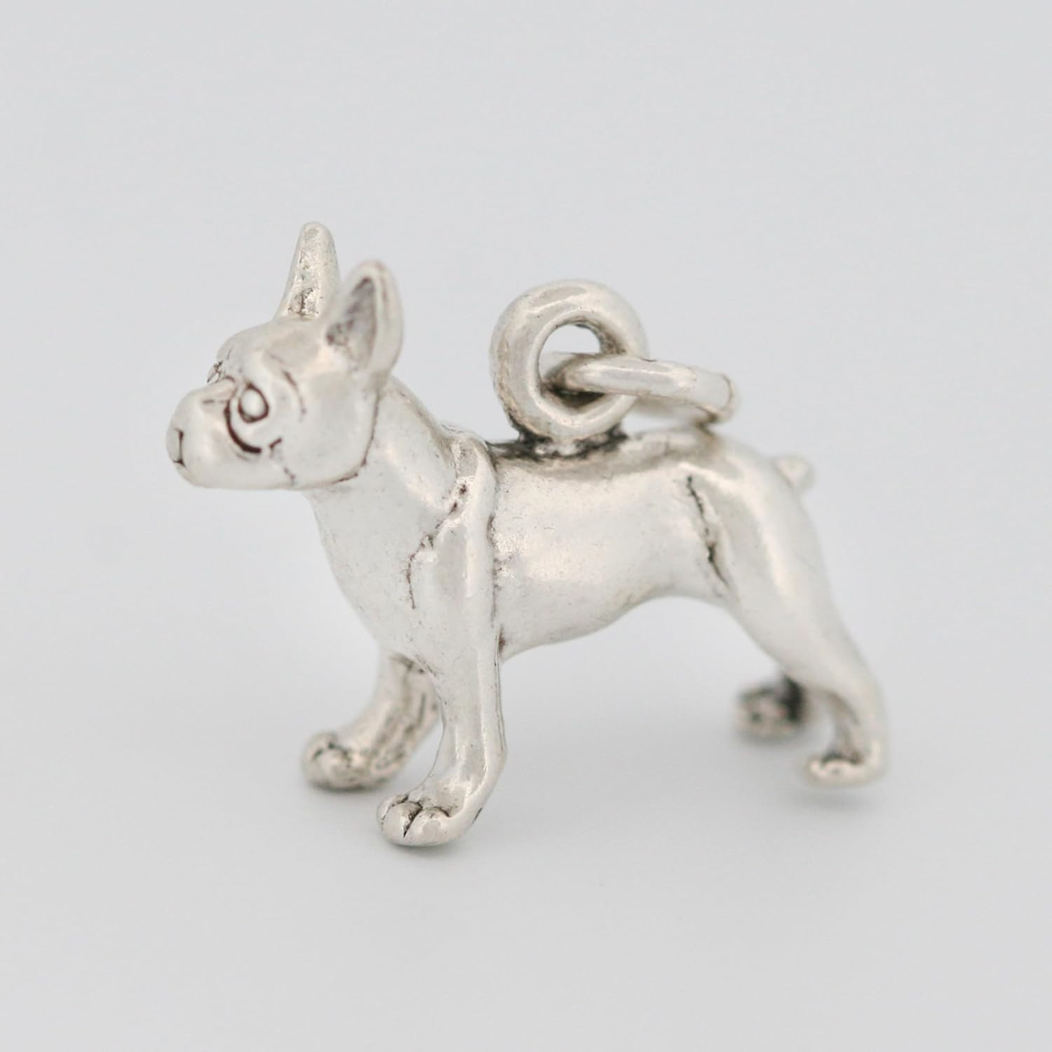 TI Boston Bull Terrier French Bulldog Dog Breed 3D 925 Solid Sterling Silver Charm Pendant Bracelet Jewelry Making Supply