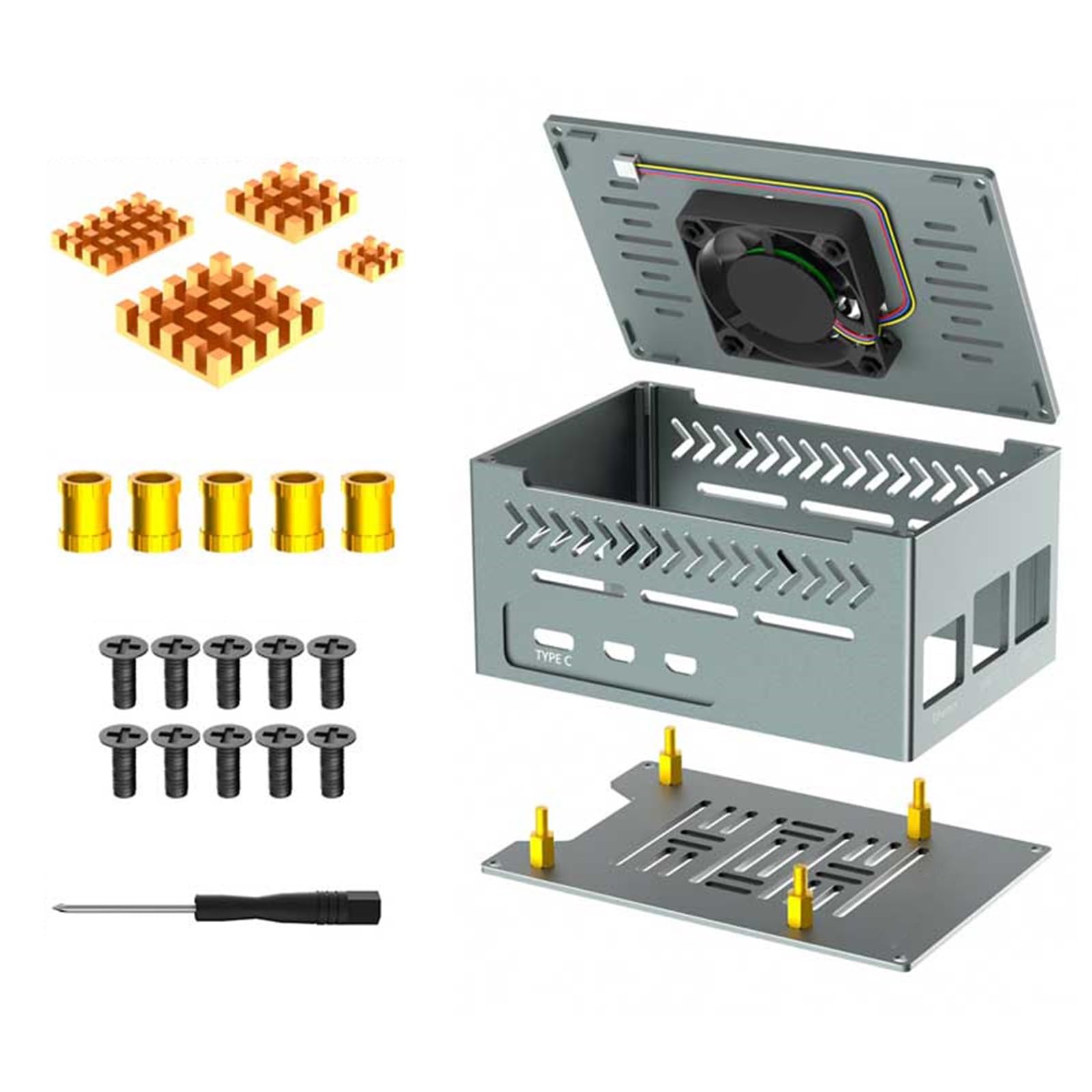 Carcasa de aluminio para 5 ventiladores con disipador PCIe 8