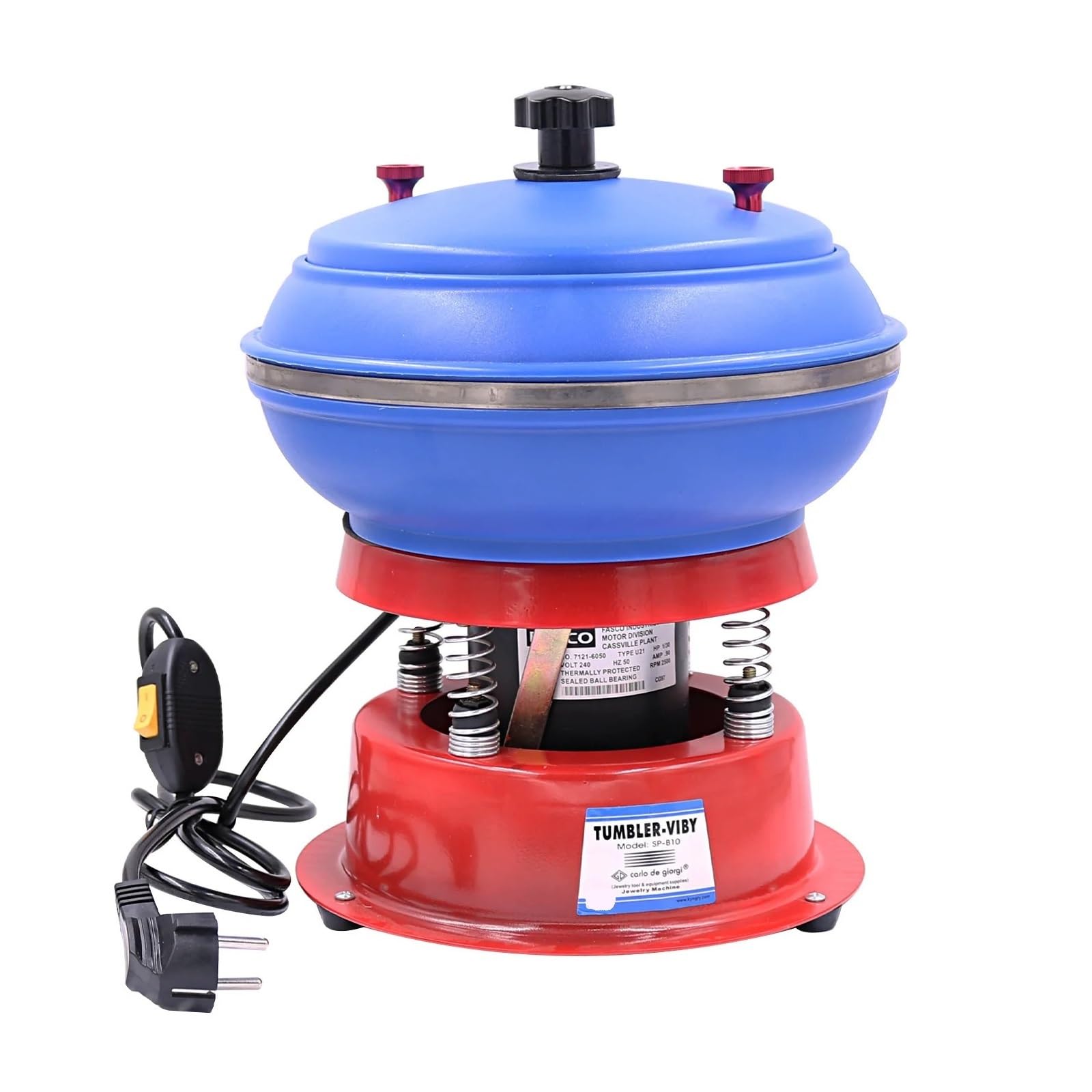TIEOAXFT 8inch Tumbler Vibrating Polishing Machine 3kg Capacity For Metal Jewelry Vibratory Polisher Vibration Grinder Tools(220)