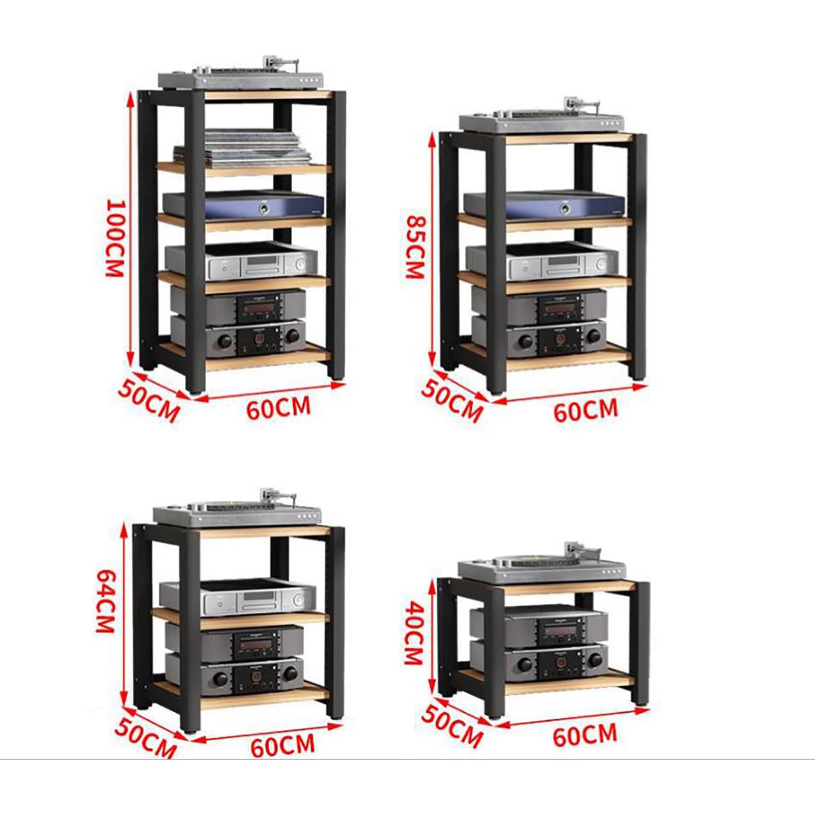 Supporto multimediale AV a 4 livelli in legno per TV e console di gioco, scaffale audio per proiettore Xbox, accessori per giradischi, finitura marrone