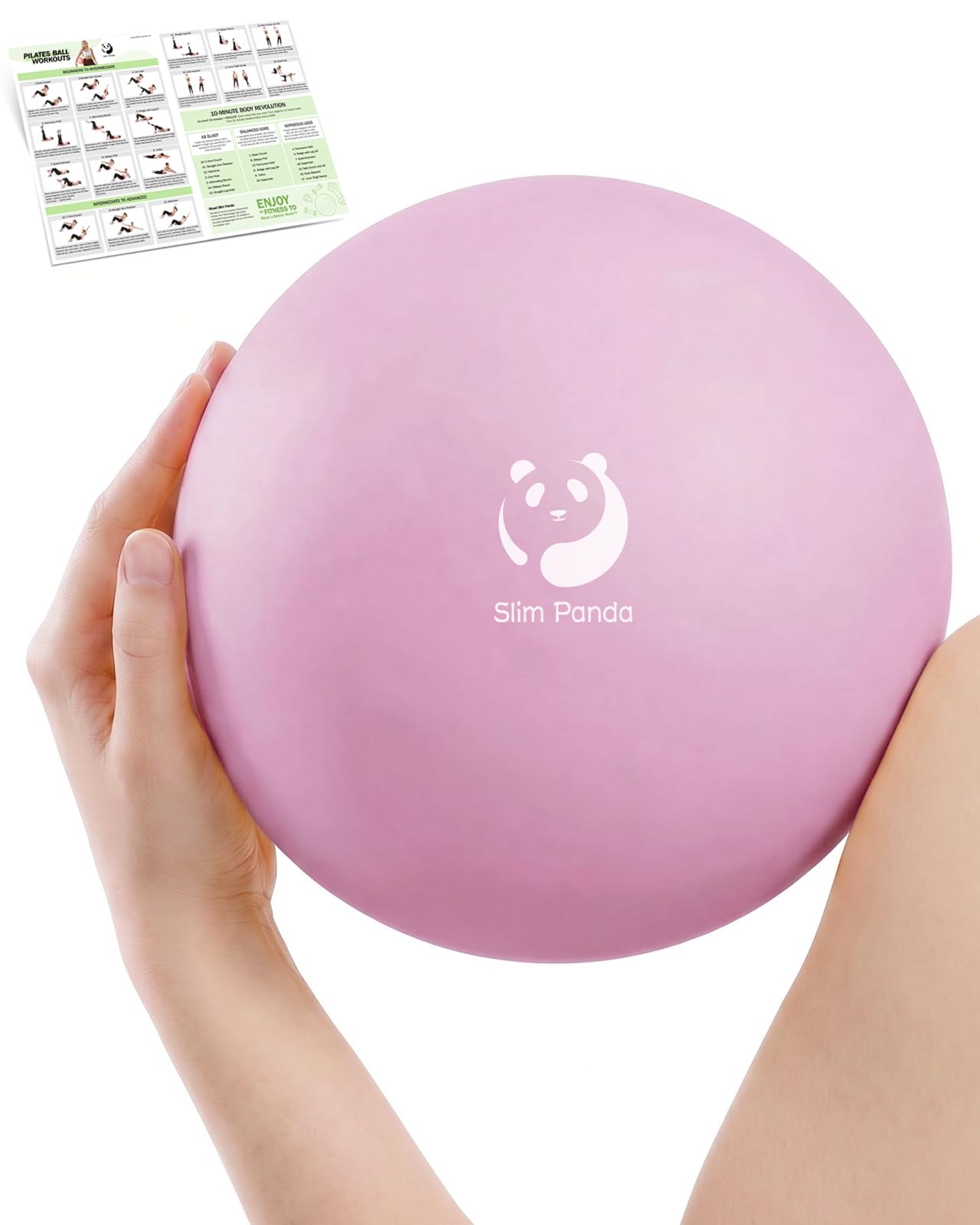 Slim Panda 8 Inch Thick Matte Pilates Ball with Pump, 20cm Yoga Ball for Core Training, Balance, Stability, Anti-Leakage Valve