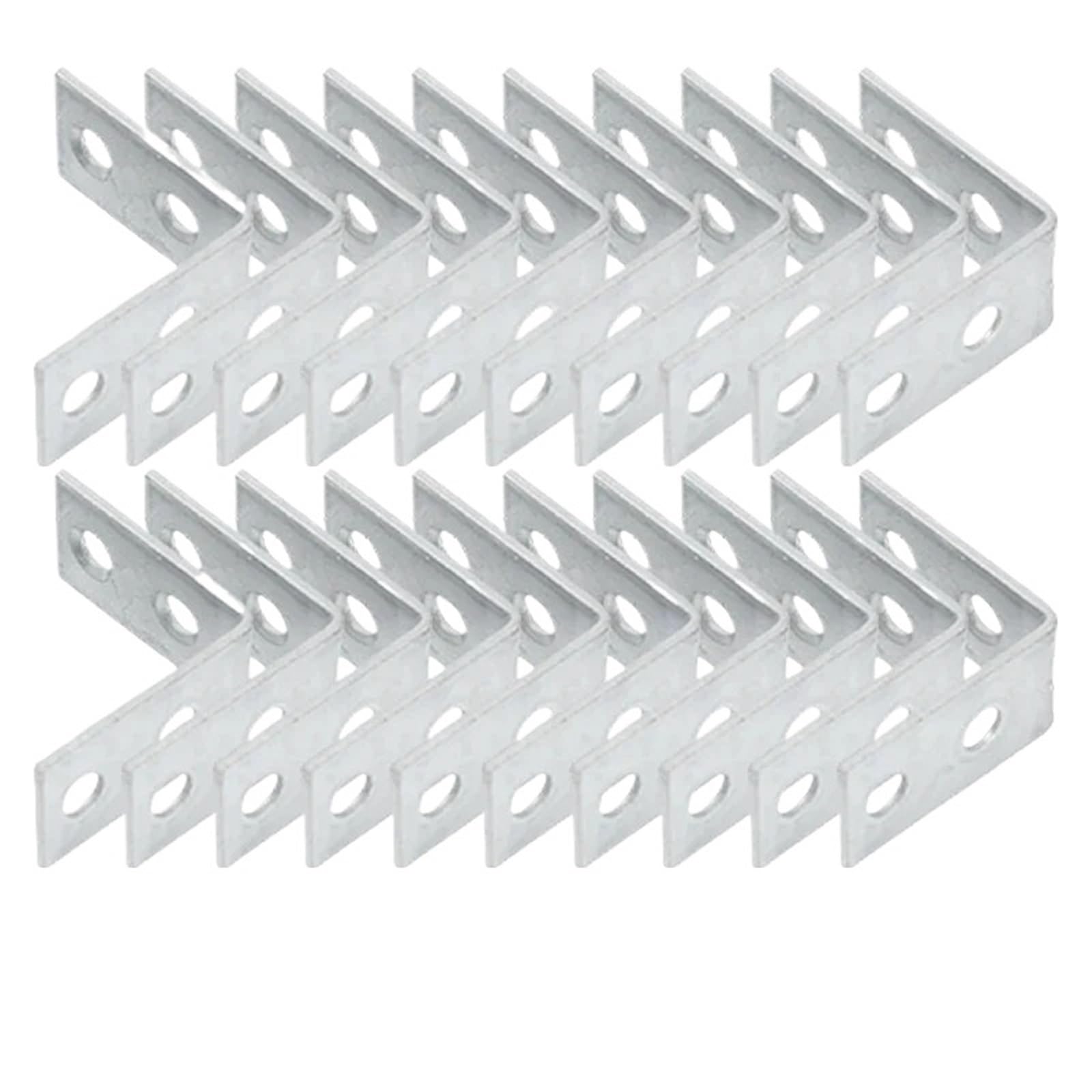 Btgyttkl 20Pcs Corner Braces Brackets 10/50Pcs Metal L Shape Connector Right Angle Brace For Drawer Cabinet Wood Furniture Fixing(20Pcs)