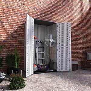 ADDOK Vertical Outdoor Storage Cabinet,HDEP Storage Shed Weather Resistance,Outdoor Storage for Long-Handle Tool,Lawnmower, Garden Accessories,Patio/Balcony 52 Cu.ft(White) ADDOK Vertical Outdoor Storage CabinetHDEP Storage Shed Weather ResistanceOutdoor Storage for Long Handle ToolLawnmower Garden AccessoriesPatioBalcony 52 CuftWhite