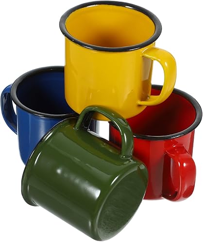 Cabilock Taza esmaltada de color de 4 uds. Tazas de aluminio tazas de porcelana tazas de agua esmaltadas tazas de lata para acampar café café taza