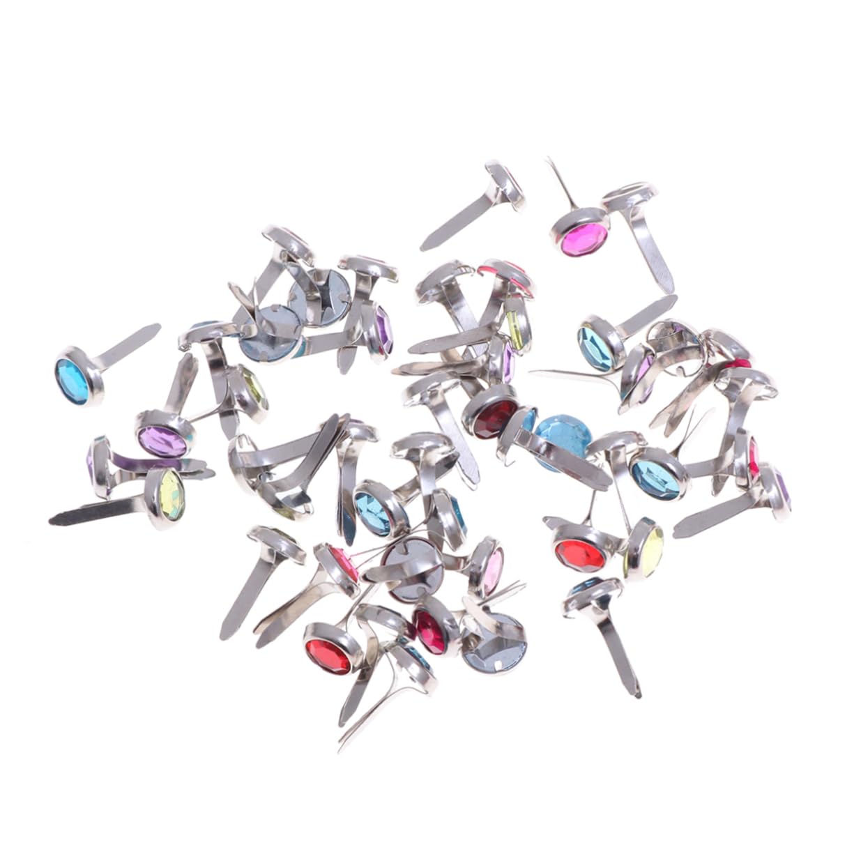 ULDIGI DIY Scrapbook Supplies 50pcs Crystal Round Metal Brads Fade-Resistant for Handmade Projects Photo Albums