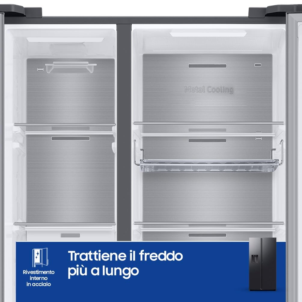 FRIGORIFERO SIDE BY SIDE SAMSUNG RS80F66KBFEF NERO 634 L INVERTER DISPENSER ACQUA E GHIACCIO LIBERA INSTALLAZIONE CLASSE B (Ricondizionato)