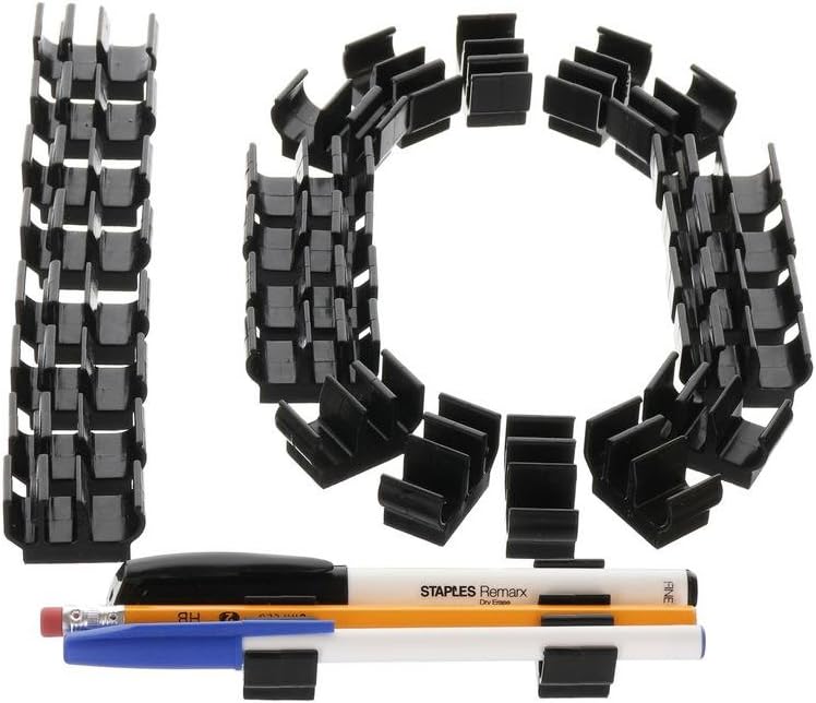 FOSSA black self adhesive pencil pen and marker holder clips 10 pack