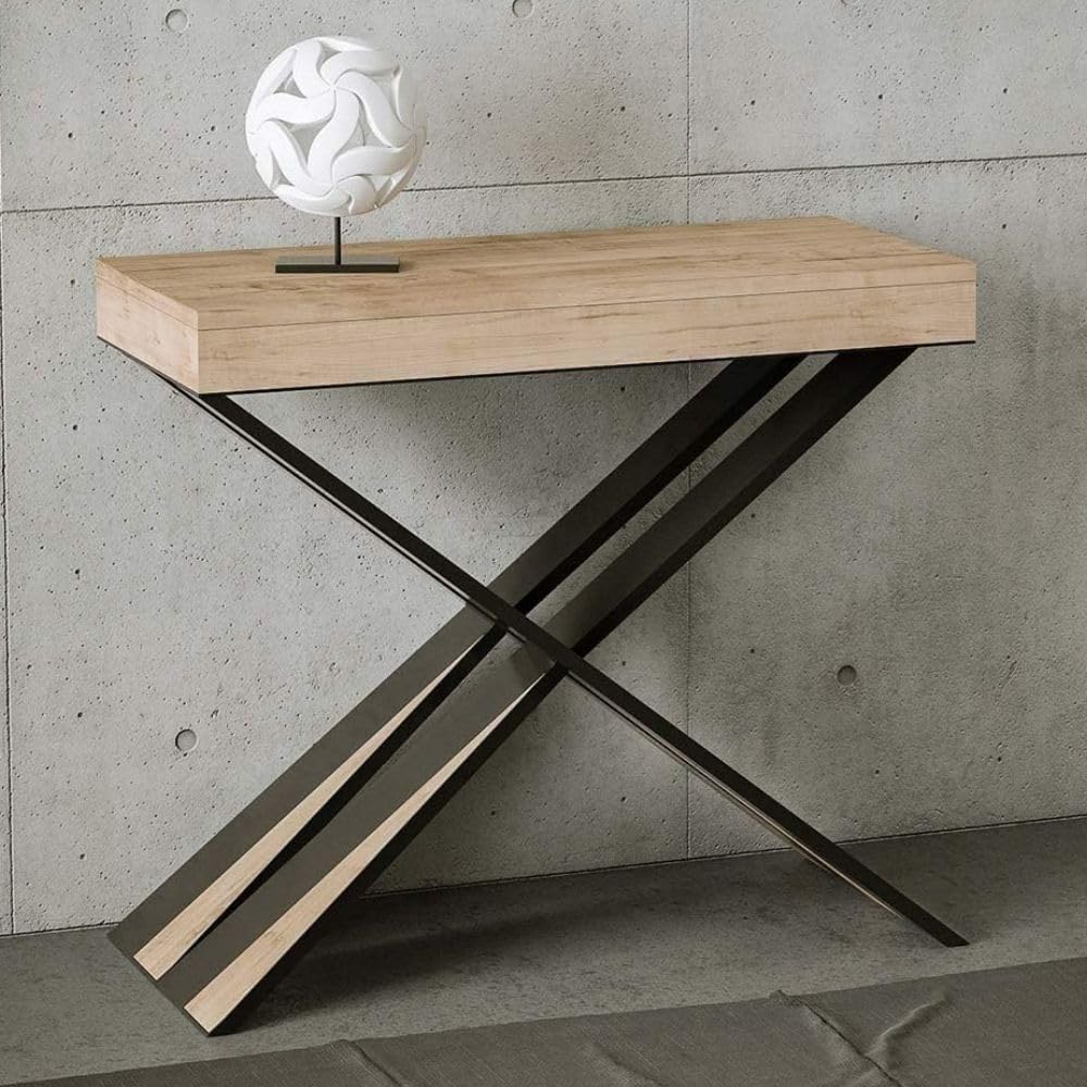 IMAGO FACTORY Tiago - Consolle Allungabile, Tavolo Allungabile Sala da Pranzo (Fino a 300cm) Mobile Consolle Ingresso, Tavolo Cucina Allungabile, Console Arredo Made in Italy (Color Quercia Natura)