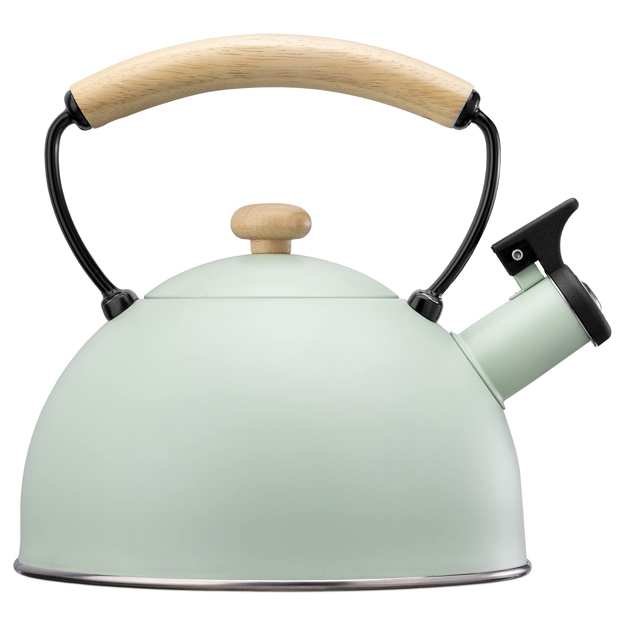 Navaris Teiera a Pressione 2,3 L - Bollitore Acqua in Acciaio Inox - Teiera per Piano Cottura Induzione Piastra Elettrica Fornello a Gas - Infusore tè Tisane caffè - Verde Menta