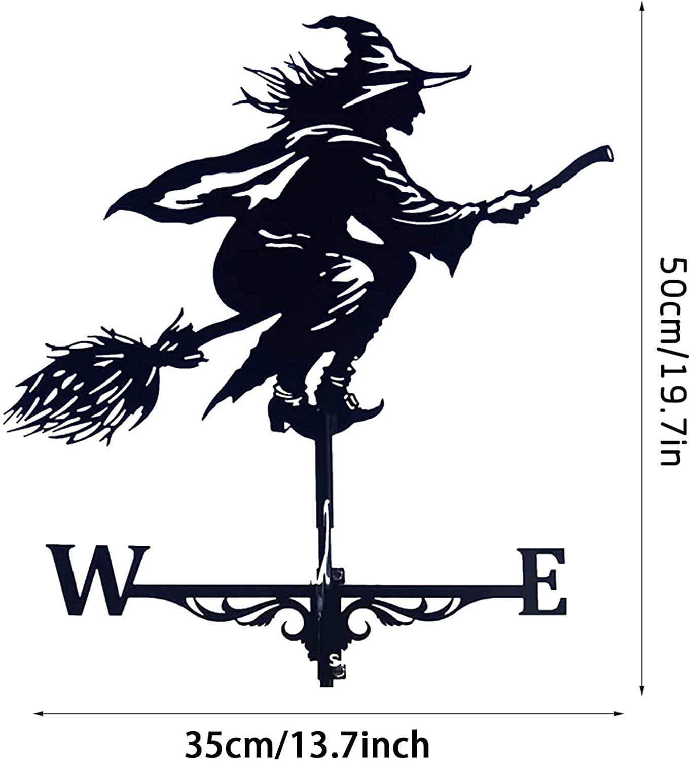 Witch Weathervane, Wind Blown Wicked Witch Metal Weathervane, Outdoor Metal Stand Weathervane, Weathervane Garden Yard Decoration