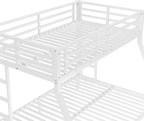 Miniatura 116 de Harper & Bright Designs Litera de metal completo sobre tamaño matrimonial para adultos, marco de cama de metal resistente con escalera y correas de