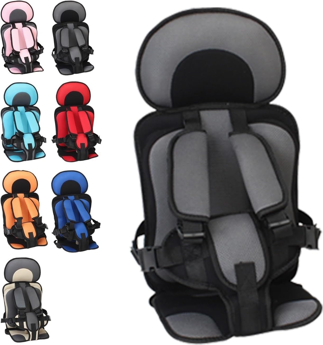 Auto-Kindersitz, Einfacher Tragbarer Auto-Sicherheitsgurt, Golfwagen-Kinderkissenpositionierer, Faltbares, Universelles Kissen For Flugzeuge Und Fahrzeuge(Gray,Small)