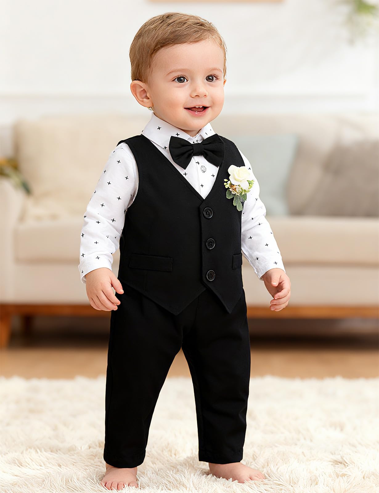 Formelle Kleidung für Babyjungen 3PCS Neugeborene Smoking-Body Weste Hose