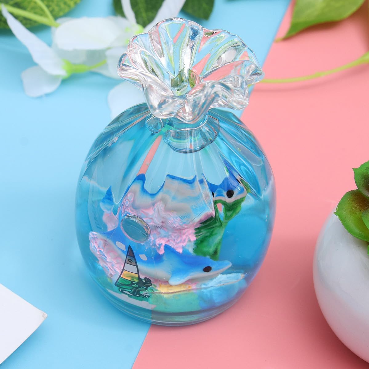 Acrylic Desk Pen Holder with Decorative Flowing Bubbler for Office and Home image 5