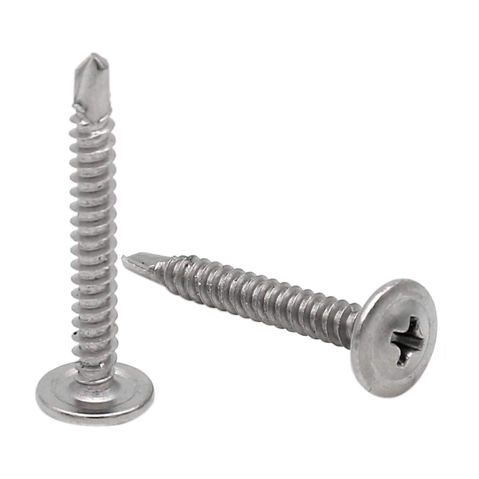 Tornillos Phillips Hi-Lo De 1-1/4" #8 - Pack De 750, Cabeza De Oblea, Para Placas De Cemento, Acero