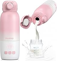 Umakep Portable Bottle Warmer 12oz Pink - 2-Min Fast Heat, Long Battery, Smart Temp Control for Travel Breast Milk & Formula