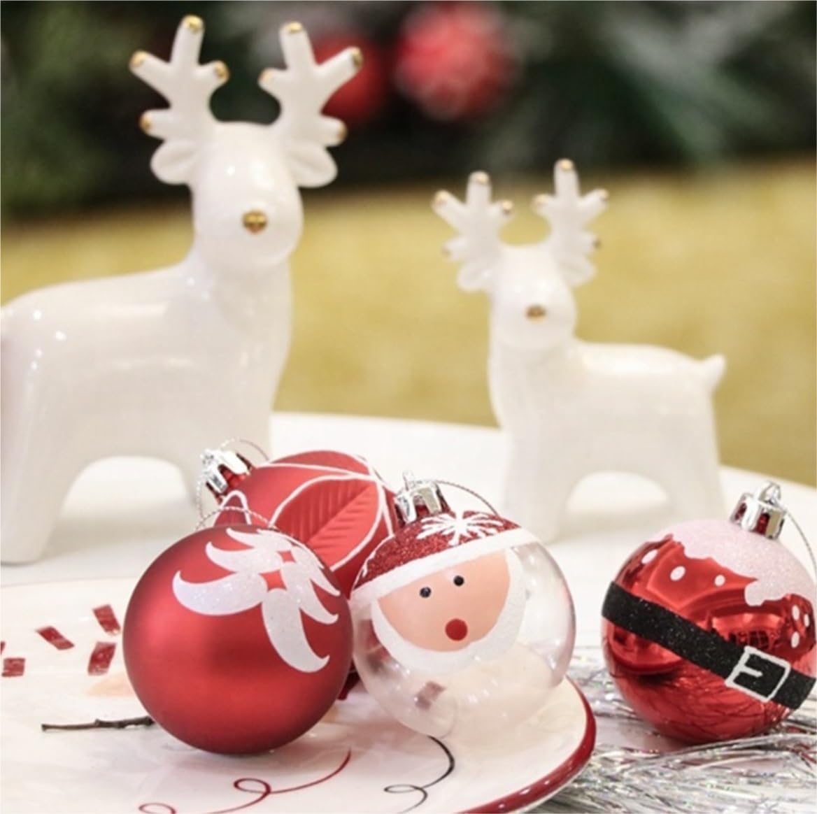 Palline di Natale, Set di 9 palline Natale, decorazioni infrangibili per l'albero, ornamenti per per albero, per feste matrimonio Palline di Natale Riutilizzabili(C)