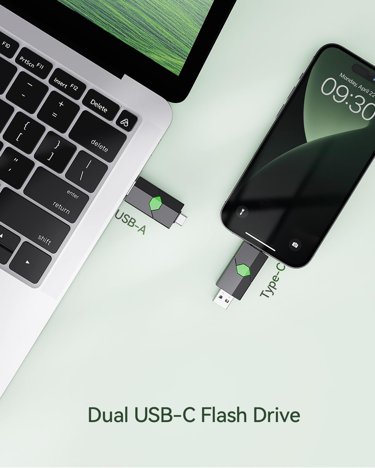 K&ZZ 128GB USB Flash Drives 2 Pack Dual Type C + USB A Flash Drive 2 in 1 USB 3.0 Thumb Drive Push-Pull Cover Photo Stick
