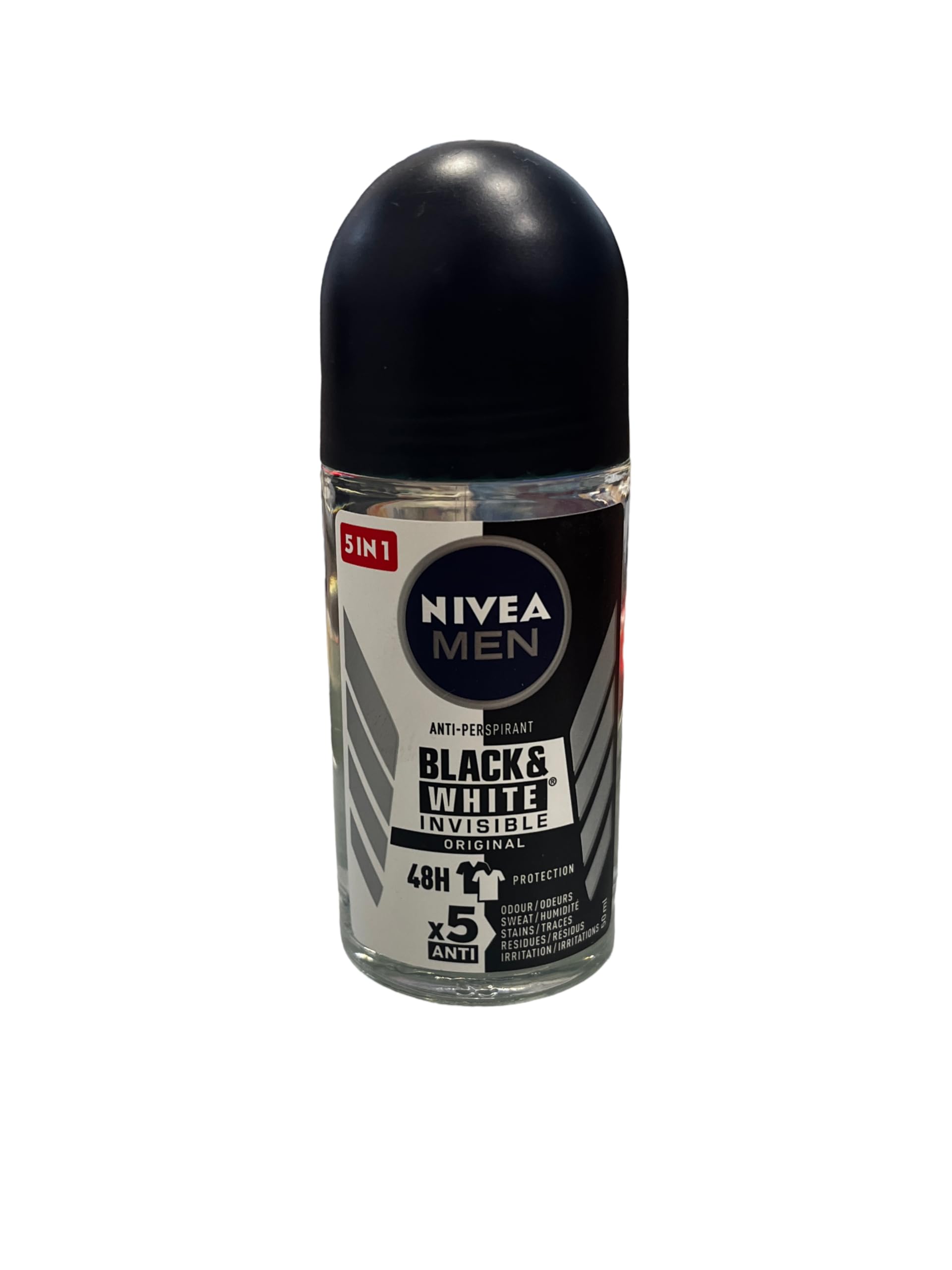 Nivea Invisible Black & White Deodorant für Herren, 48H Antitranspirant-Roll-on, 50 ml, 6 Stück