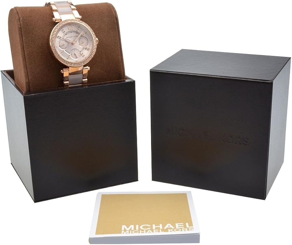 Michael Kors Orologio da donna Mini Parker, dimensione cassa 33mm, movimento multifunzione, cinturino in acciaio inossidabile