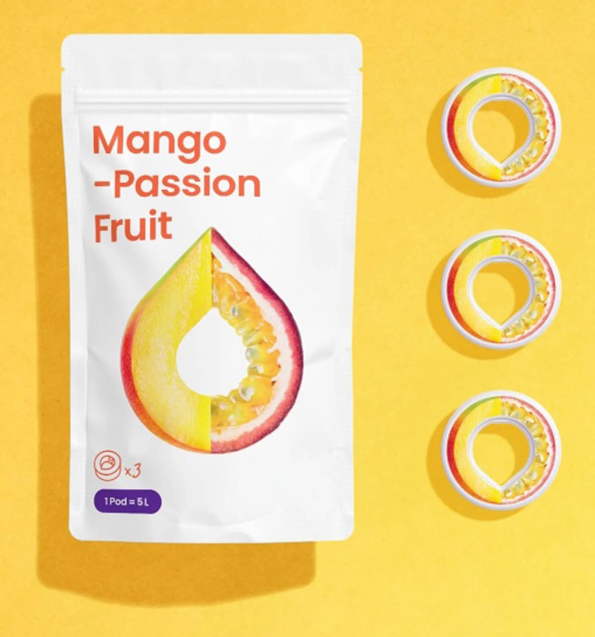 3 x Air Up Pod Original Duft Pods mit Mango Maracuja Geschmack, Zubehör für Trinkflasche, 0 Kalorien, natürliche Aromen, aromatisierte Pads (Mango-Maracuja)