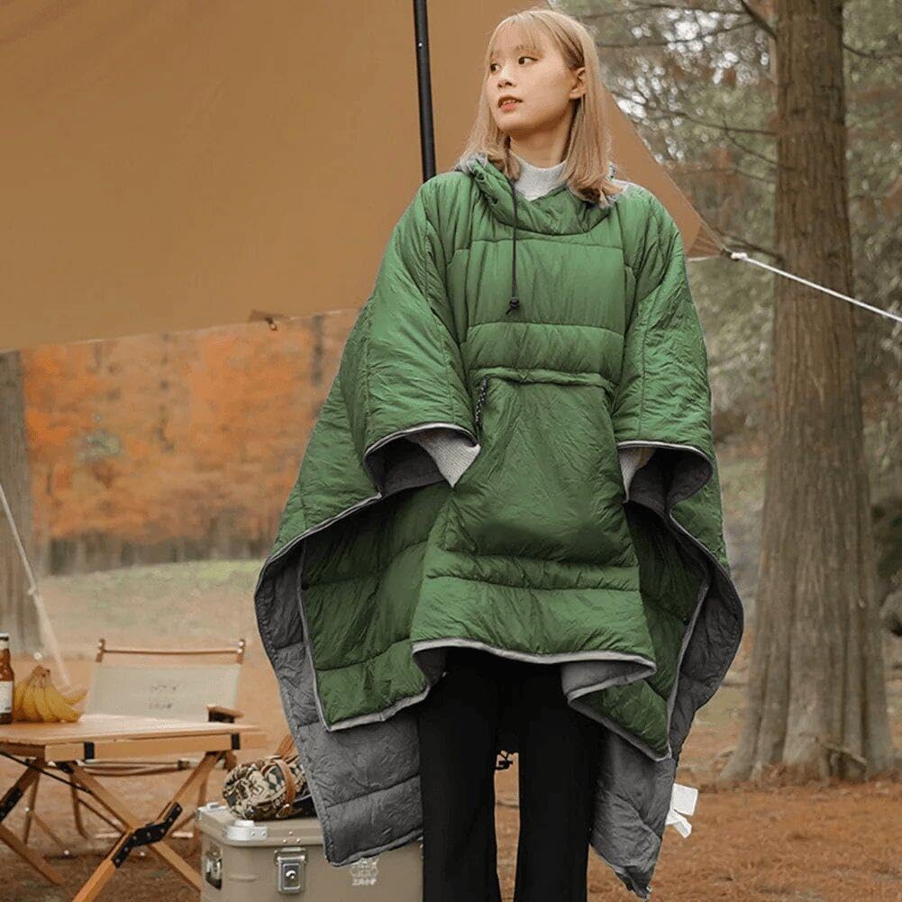 Amazon.co.jp: 冬のポンチョコート ウェアラブル フード付き