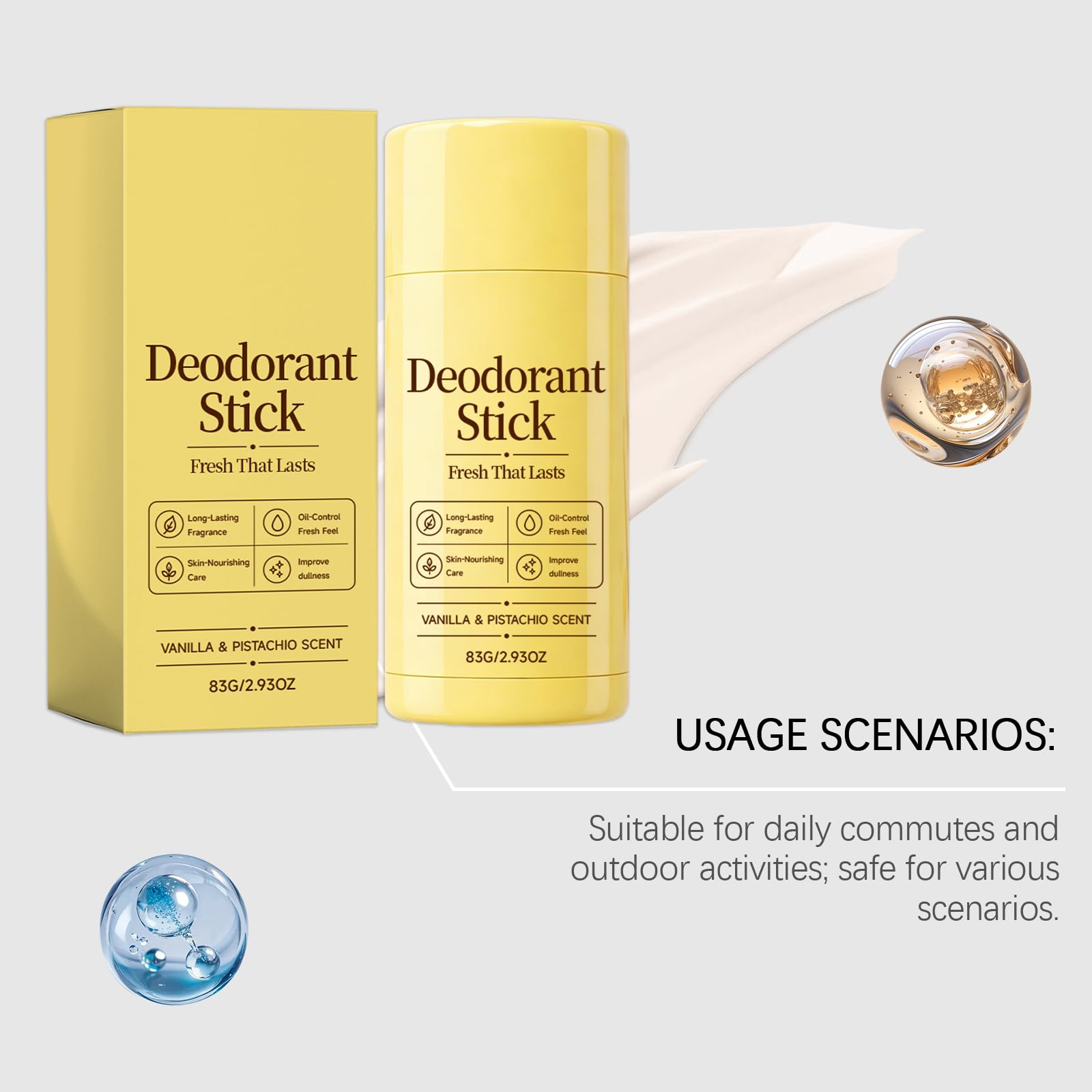 Deodorante Stick Vaniglia E Pistacchio Uomo‑donna, Fragranza Fresca Di Lunga Durata, Controllo Oleoso Ascelle, Deodorante Coreano Nutriente Portatile (6 PCS)
