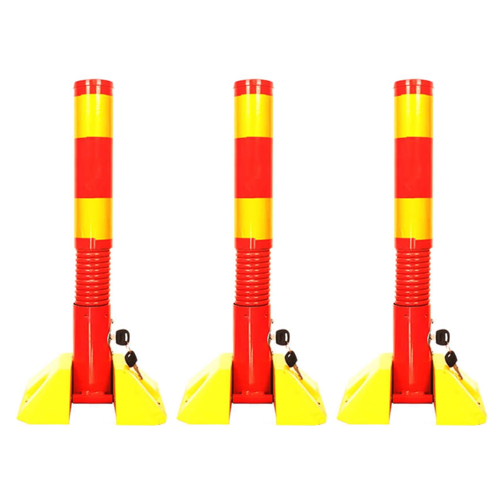 WDSOPK Traffic Safety Bollard, Parking Post Safety Bollard, Parking Lot Stopper, Safety Warning Column, Sturdy Durable Secure Flexible Traffic Control （Yellow (3pcs)）