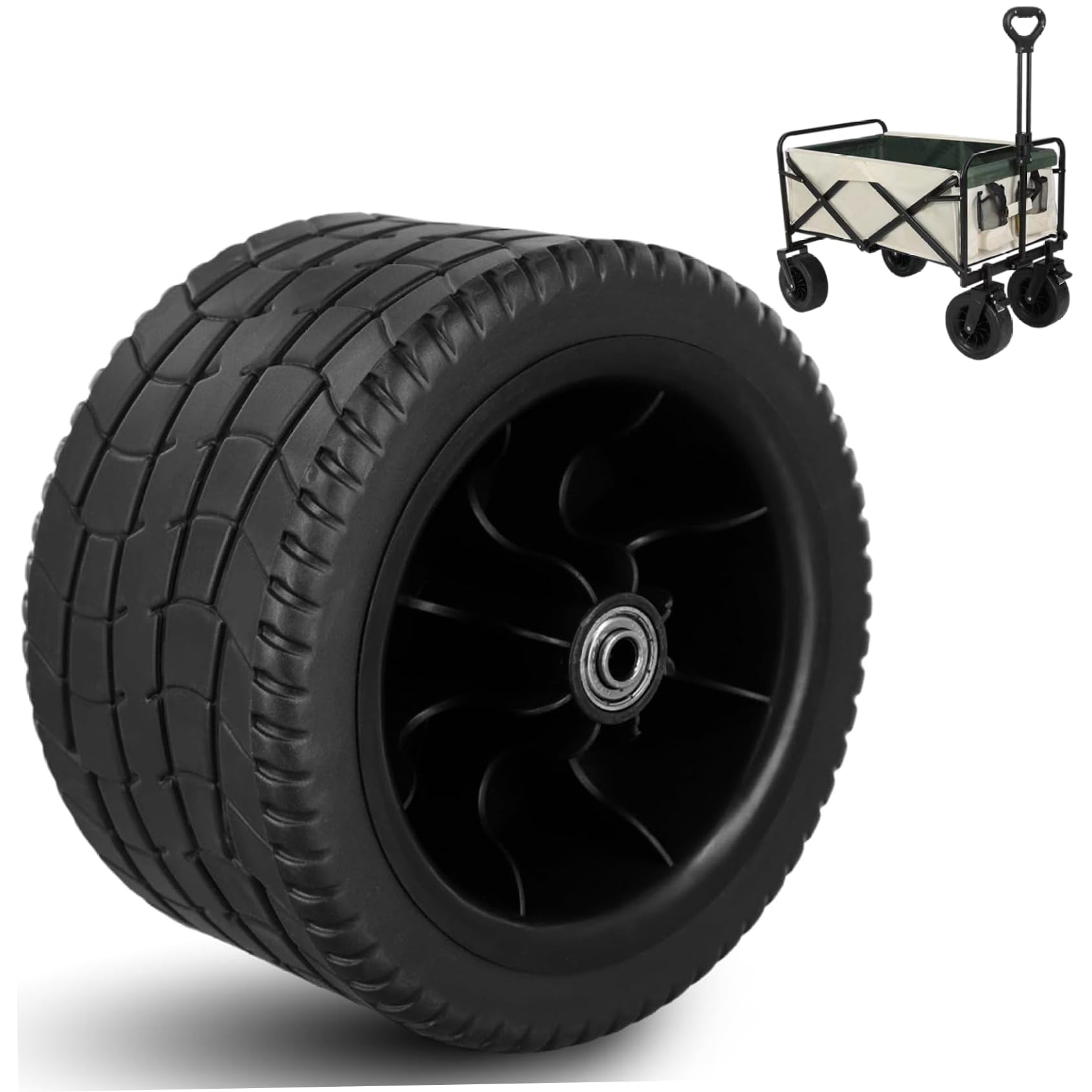 7 Inch Wagon Wheel Wear-Replacement & Heat-Resistant Beach Wheels for Cart Wagon Anti Slip Sand Tires for Outdoor Pull Garden Beach Trolley Transport
