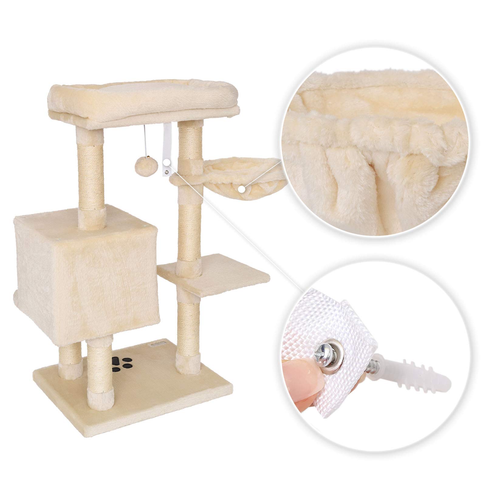lionto Árbol rascador para Gatos Altura 93 cm, Beige