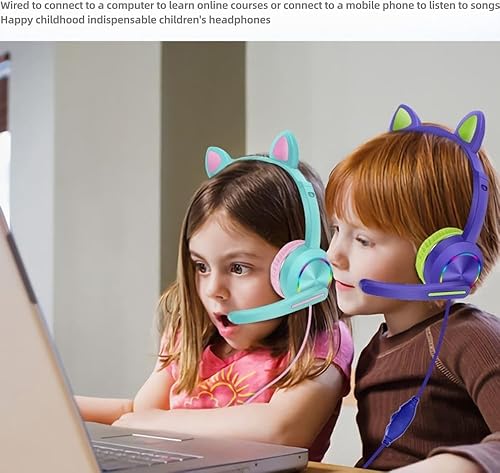 Miniatura 7 de Auriculares para niños con micrófono, IPX4 resistente al agua, control de volumen ajustable de 85 dB94 dB, cable de 5 pies de longitud de 0.138 in,