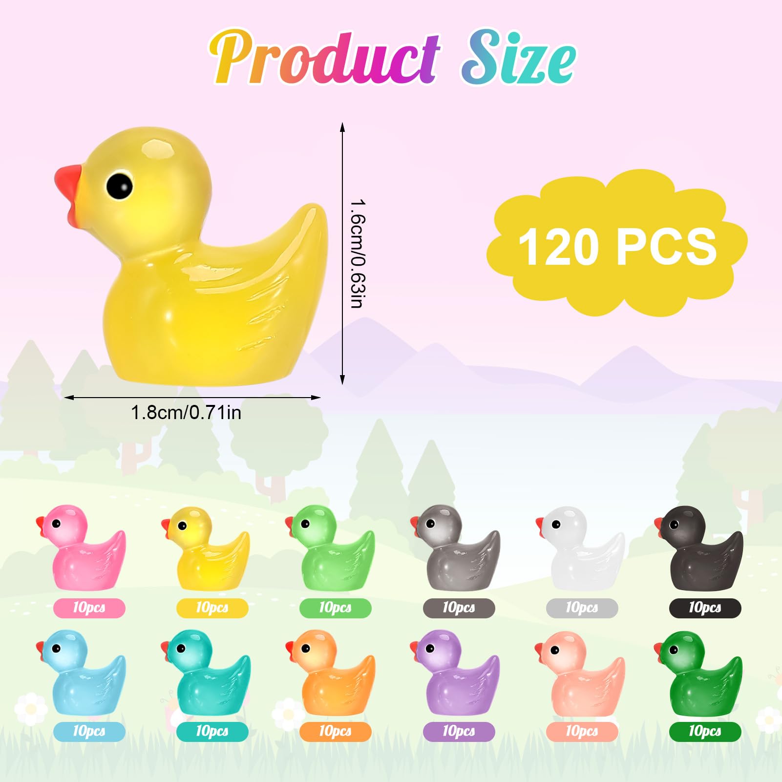 Lot De 120 Mini Canards En Résine Pailletés, Figurines D'