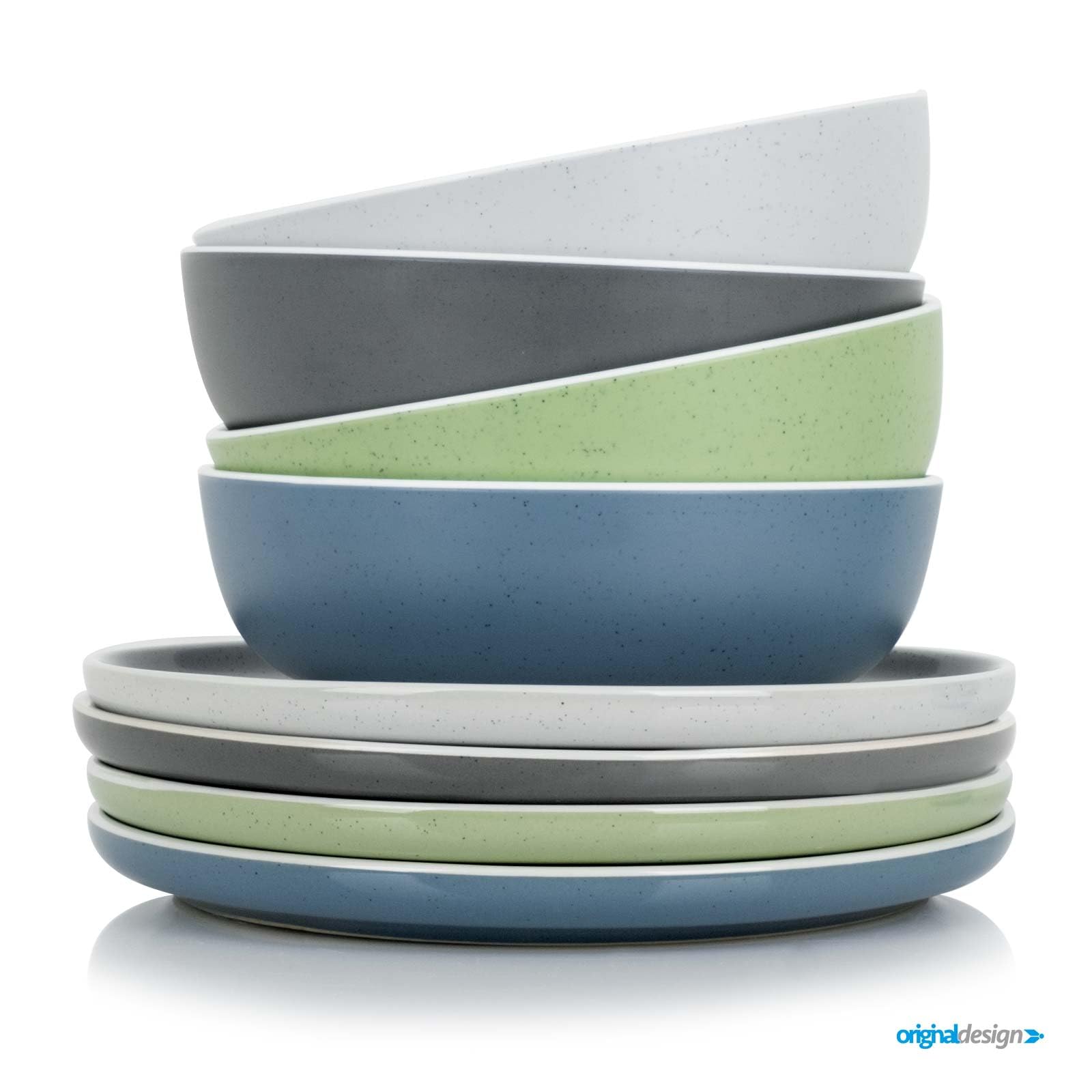 BRUNNER Dolomit Camping Geschirr Set 12-teilig - Melamin Steingut Optik Bruchsicher