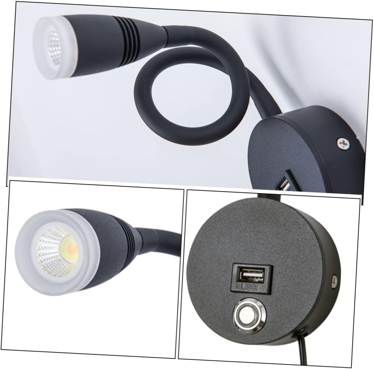 Uonlytech Dimmable LED Wall Mounted Reading Light with USB Port Brightness Angle Color Temperature for Bedroom Durable Soft Tube Design for Bedside Reading