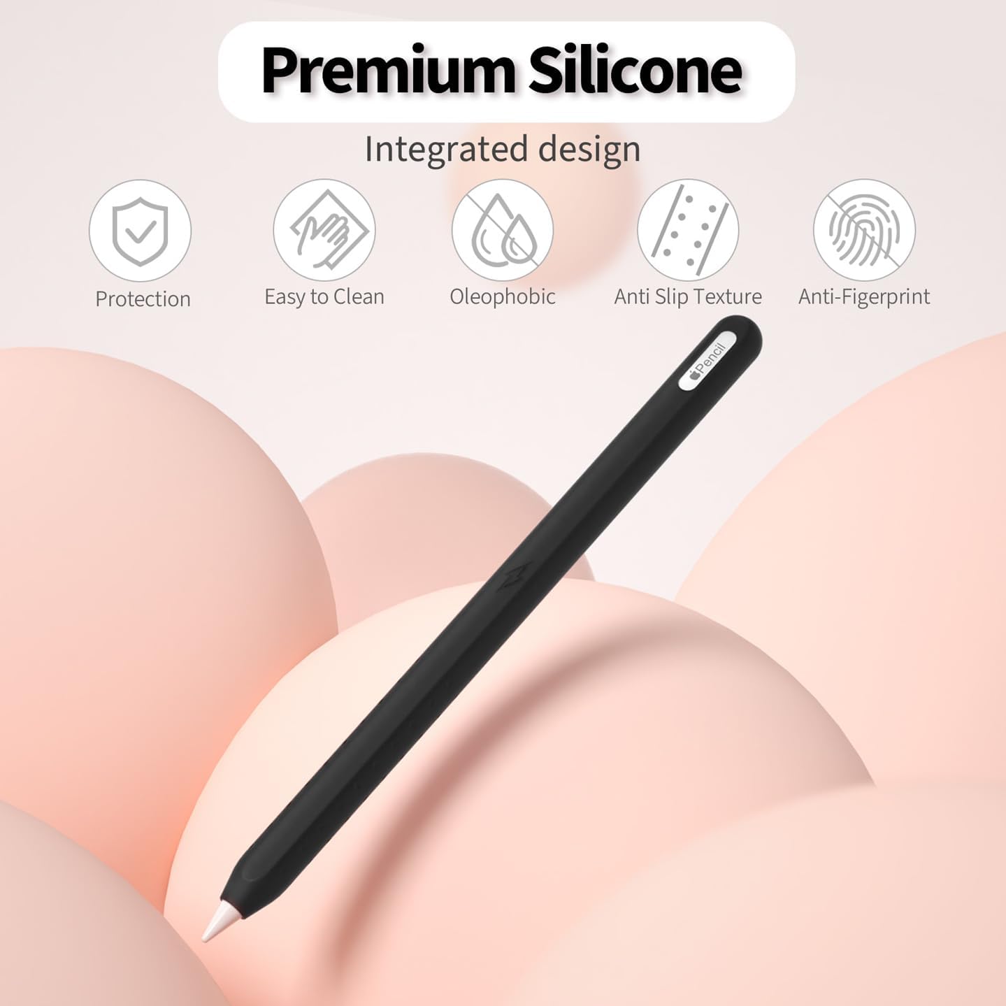 Silicone Cover for Apple Pencil 2nd Generation & Apple Pencil Pro 2024 Case Sleeve Soft Thin Apple Pencil Grip Accessories (Black)