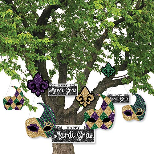 Hanging Mardi Gras - Outdoor Hanging Decor - Masquerade Party Decorations - 10 Pieces #TOP1