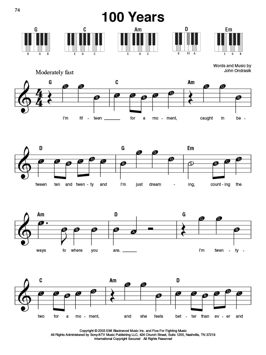 Hit Songs - Super Easy Songbook | Easy Piano Sheet Music for Beginners | 60 Pop and Rock Songs with Right-Hand Melodies, Letter Note Names and Chord Diagram |Piano Music Book for Student, Teacher - Image 7