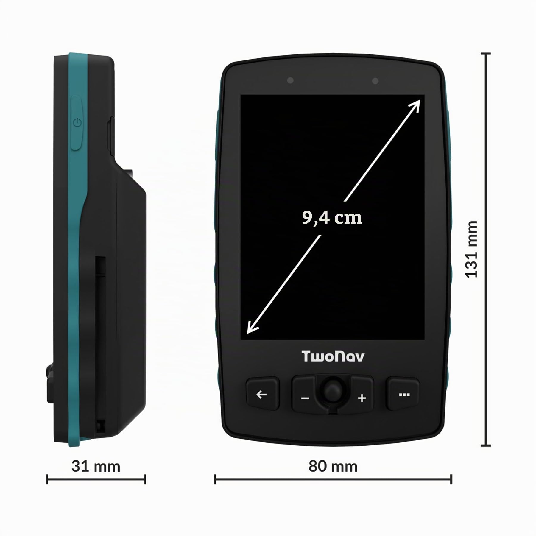 TwoNav Aventura 2 Plus, GPS de marche à pied écran large de 3,7 pouces, boutons et joystick pour alpinisme, trekking ou randonnée avec cartes incluses. Couleur Bleu Turquoise
