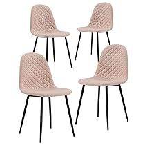 Brigros WeHome – Set da 4 sedie in tessuto Bella gambe in metallo e seduta in tessuto, adatte per sala da pranzo, salotto, bar, sale da attesa, uffici, spazi moderni (Sabbia, Trapuntata)